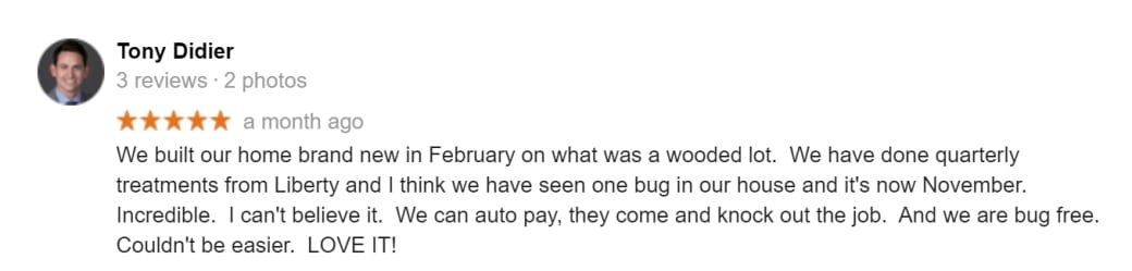 Customer review of Liberty Pest Control