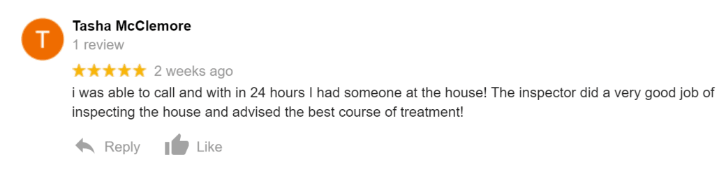 Customer review of Liberty Pest Control