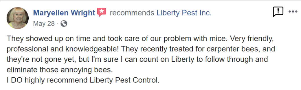 Customer review of Liberty Pest Control