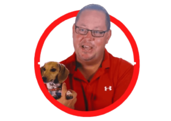 Owner Rob Goodman with Frank