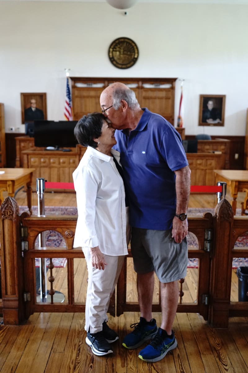 Couple sharing a kiss