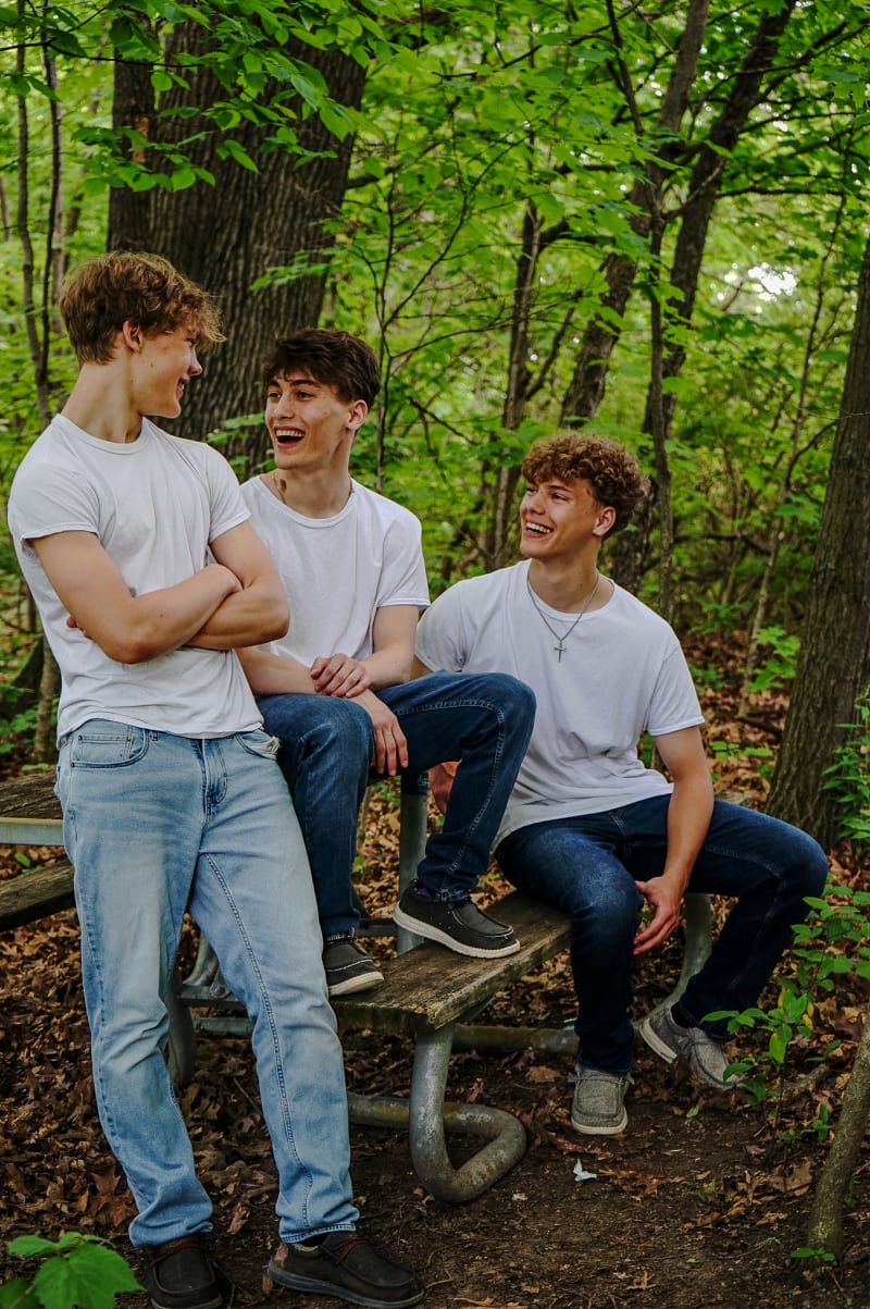 Three brothers outdoors