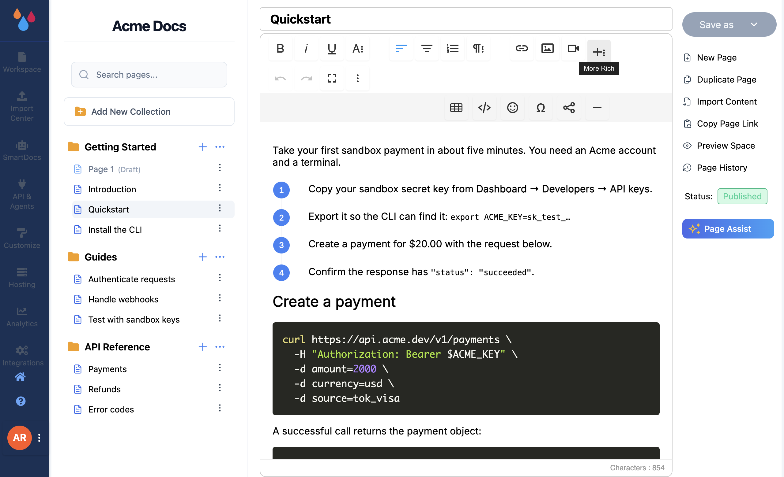 The editor toolbar above a page of content, expanded so every button group is visible