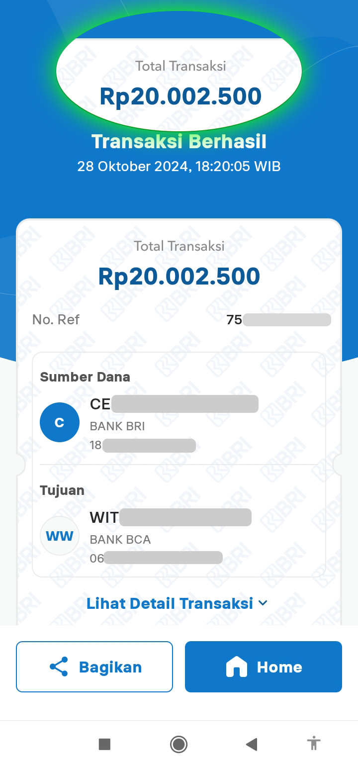 Salah satu bukti pembayaran di BATIKPOKER
