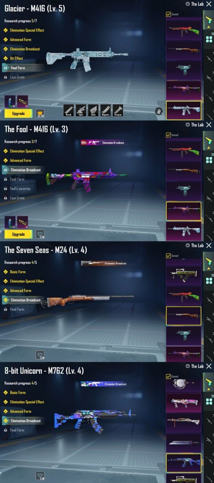 Season 3 Acc|23x Gun Labs + Glacier lvl 5 & Fool M416 lvl 4|Lv.79|M763 (Lv.4)+M24 lvl  4 And more