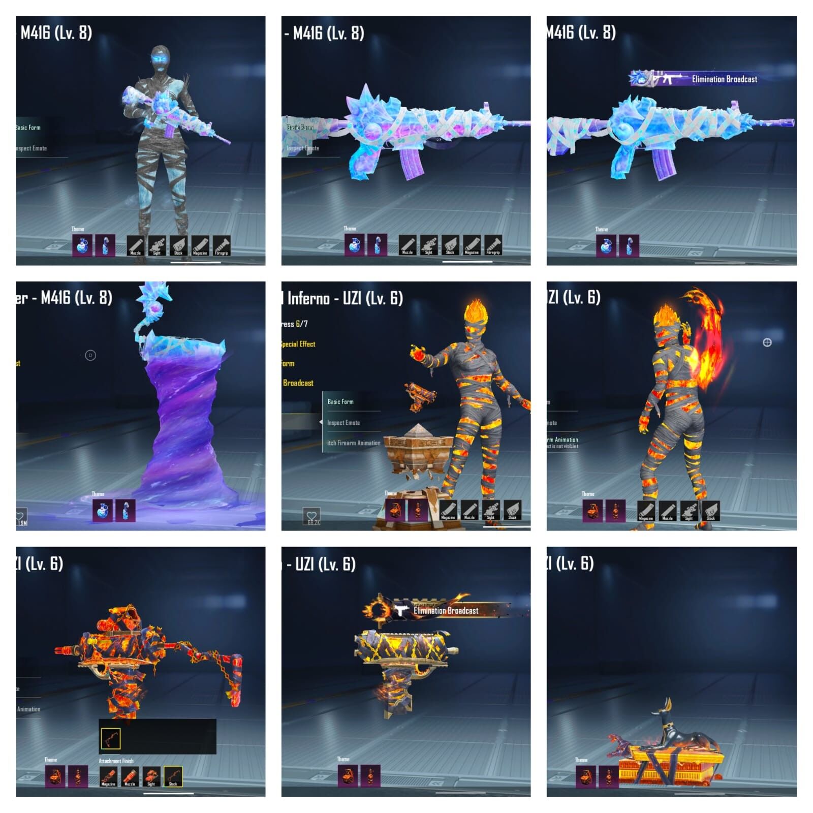 All Mummy Suits 10/9 Ultimate Fashion 17 Gun Labs M416 Glacier Max Uzi Lvl 6 AUG Lvl 4 Bizon Lvl 4 AWM Lvl 2 Heavy Inventory – P239