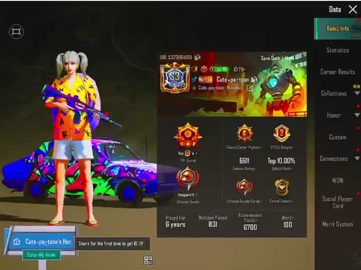 LEVEL 77 [White Mummy] 42 Mythic Fashion | 08x Rare Gunlab (M416 Fool Lvl 5 + SCAR-L Thorn Lvl 4) 2x Conquer Titles | Royal Butterfly Rare- FPUBG58