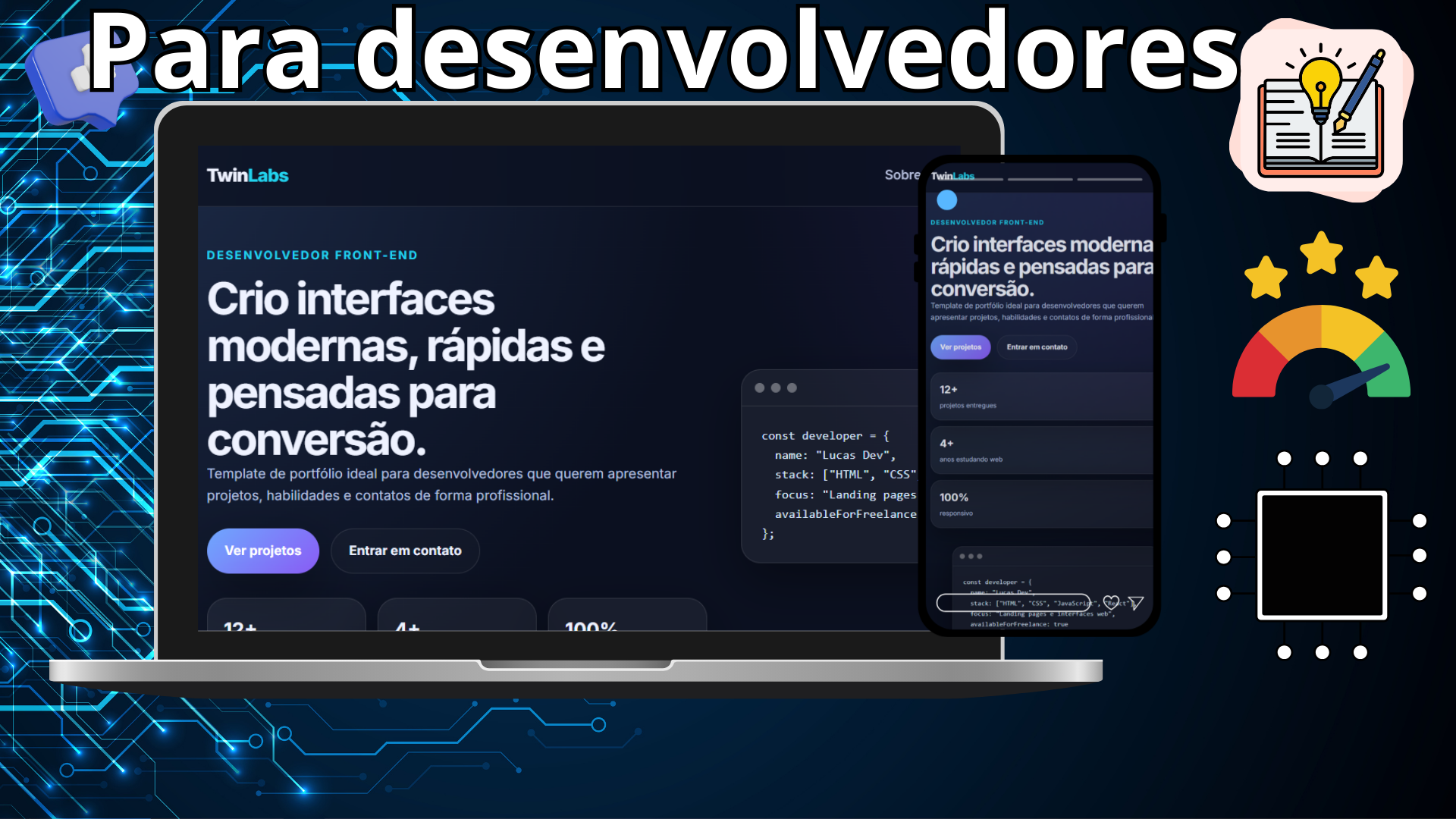 Template Portfólio de Dev Pronto pra Conseguir Clientes ou Emprego - SEO otimizado
