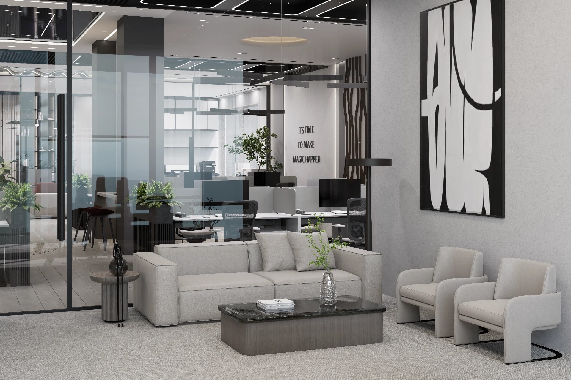 Modern Minimalist Office Lounge