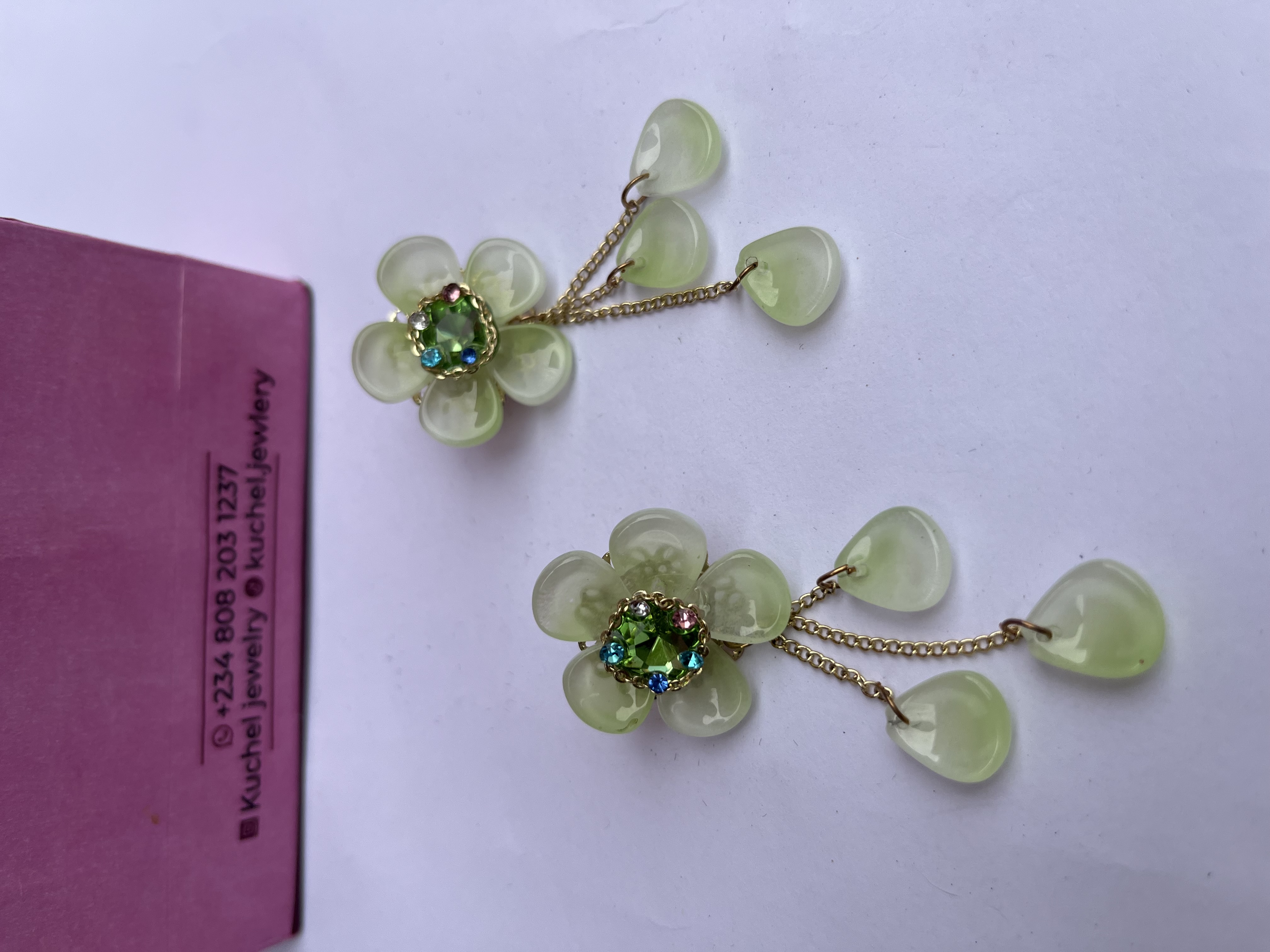 Lemon Green Flower Earrings 