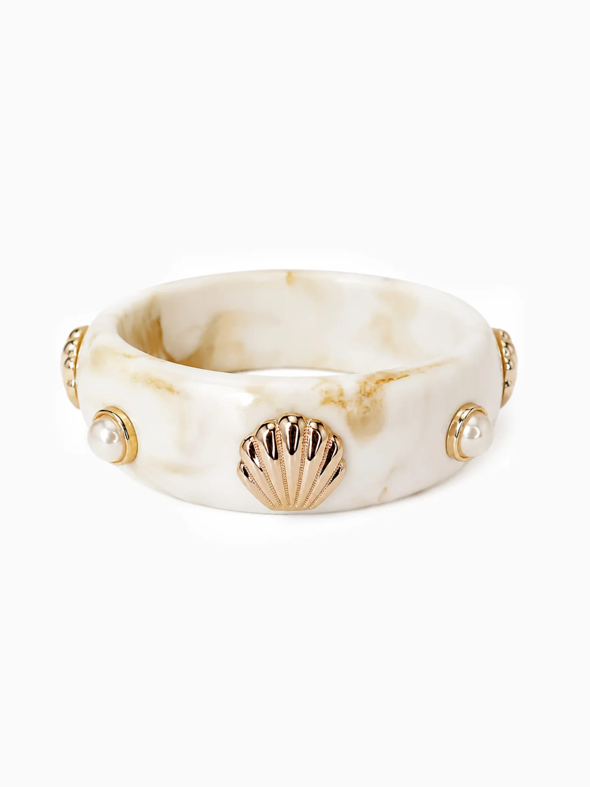 Shell Marble Resin Pearl Bangle Bracelet
