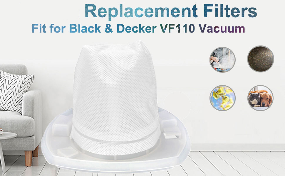 6 Pack Replacement Filter, Vacuum Filter for Black & Decker Power Tools  VF110 Dustbuster Cordless Vacuum 