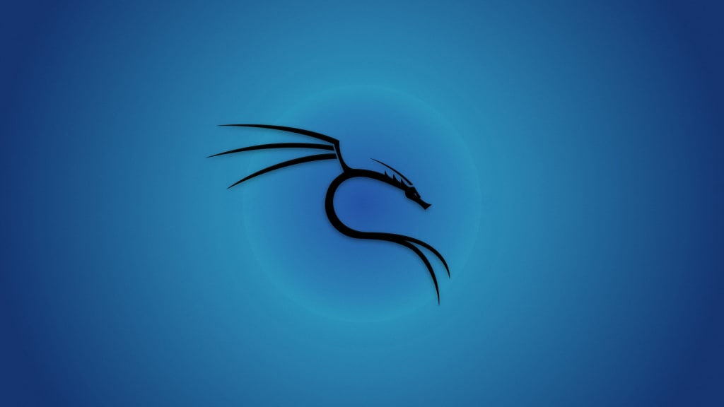 Black dragon silhouette with flowing lines against a deep blue gradient background, featuring elegant curved details and exte