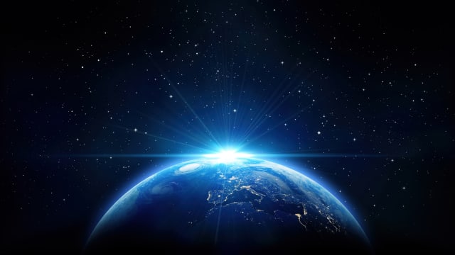 Earth Rising With Stellar Sunrise