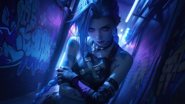 League of Legends Neon Cyberpunk Warrior