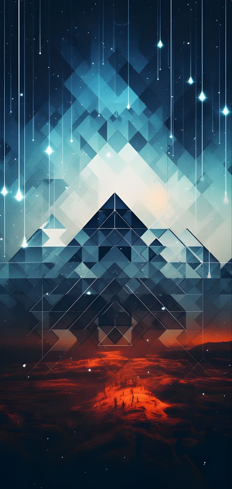 Geometric Mountain Peak Under Stars