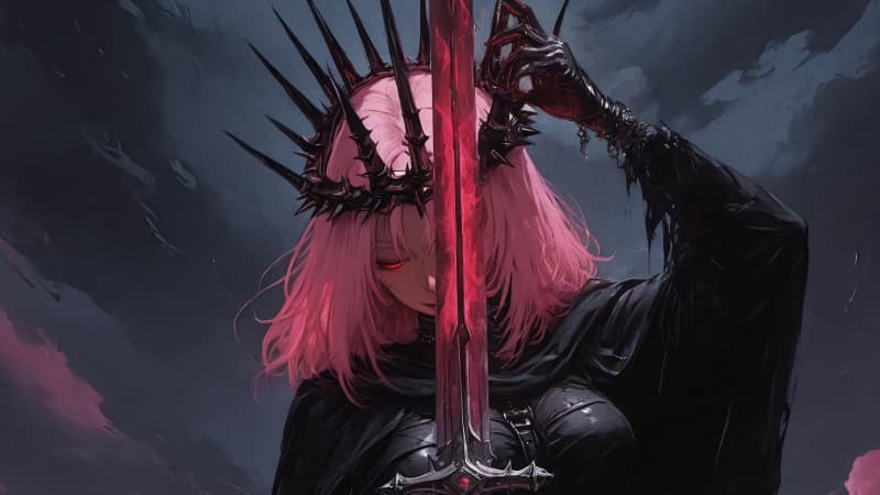 Dark Warrior With Crimson Blade