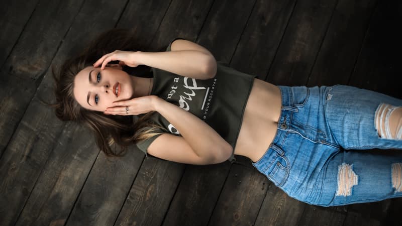 Casual Portrait On Dark Wood Floor