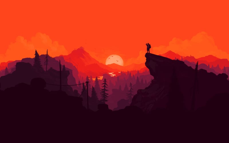 Silhouette Sunset Over Mountain Range
