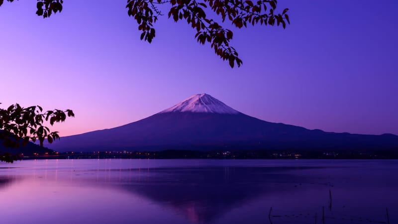 Mount Fuji Purple Twilight Reflection