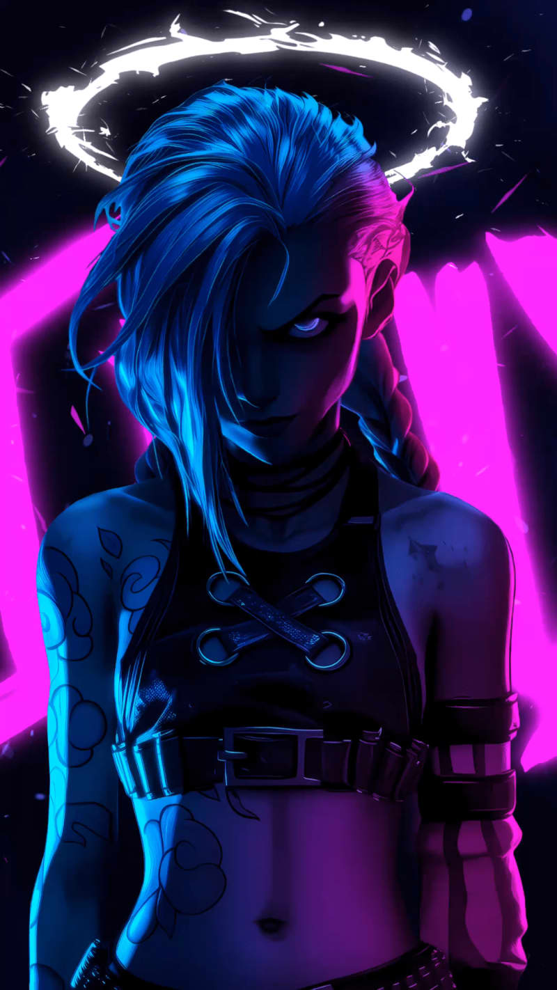 Neon Angel With Glowing Halo