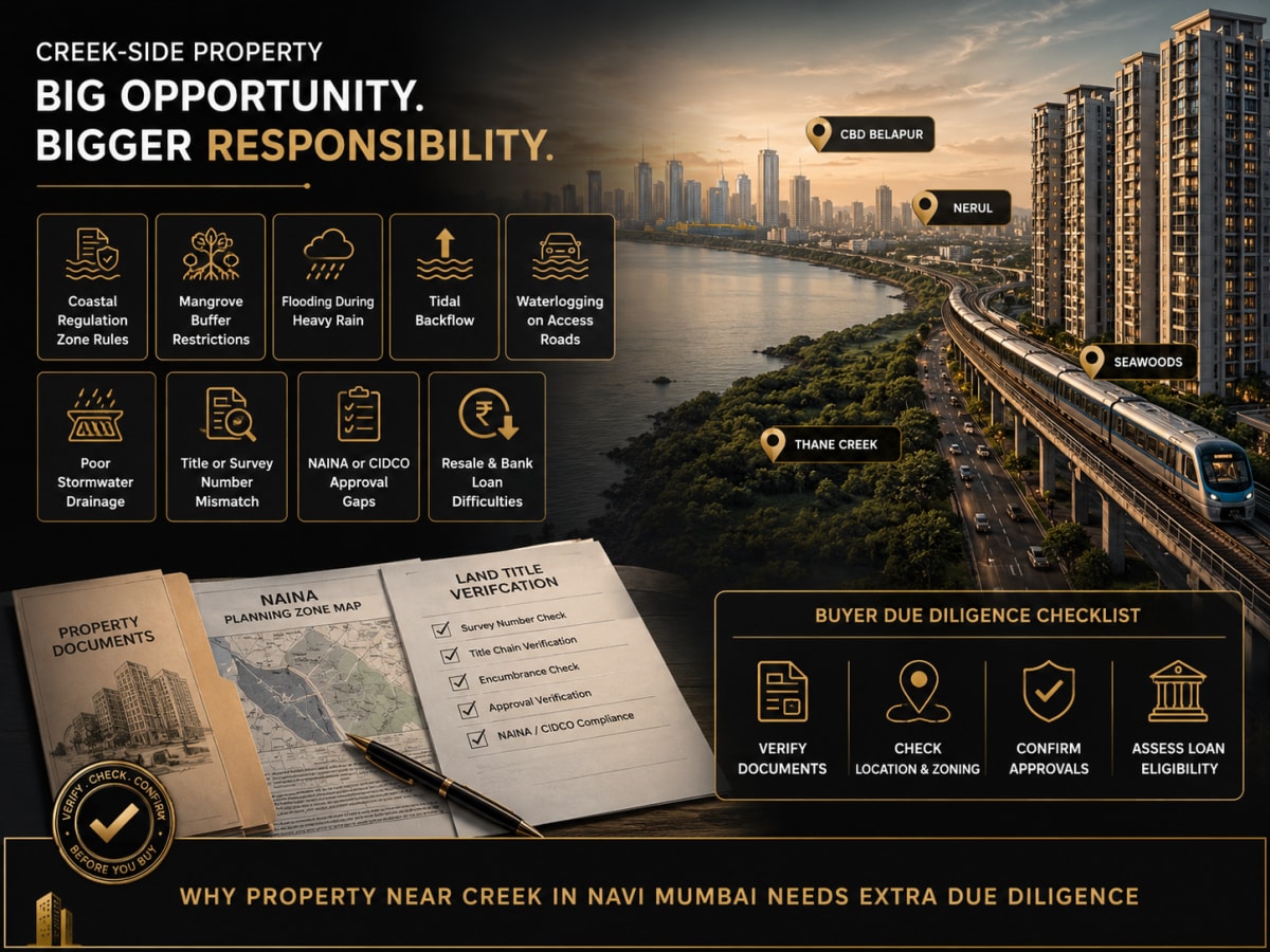 Why Property Near Creek in Navi Mumbai Needs Extra Due Diligence