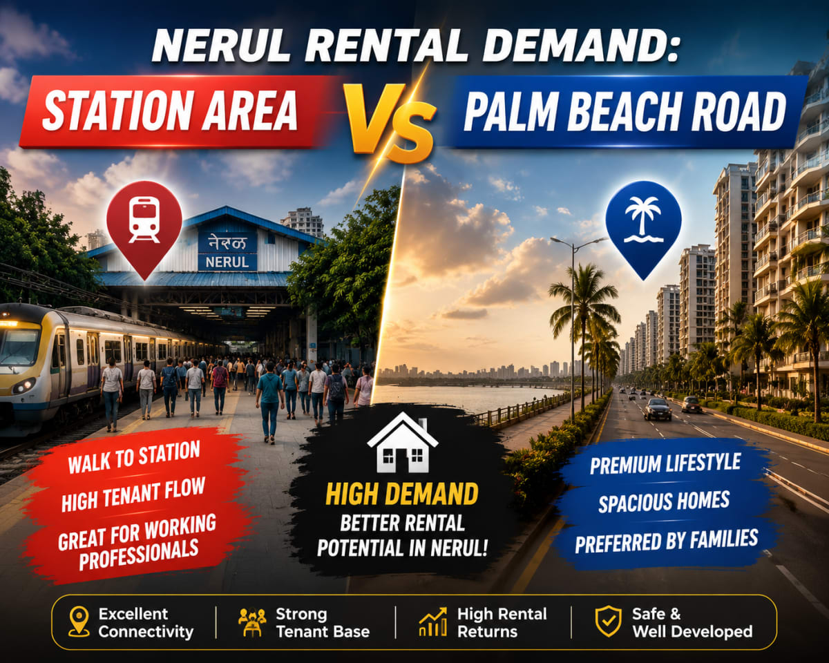 Nerul Rental Demand: Station Area vs Palm Beach Road