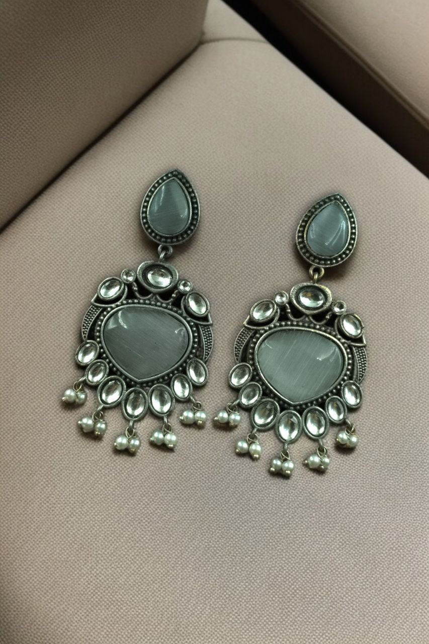 Oxidised Danglers Slate Green