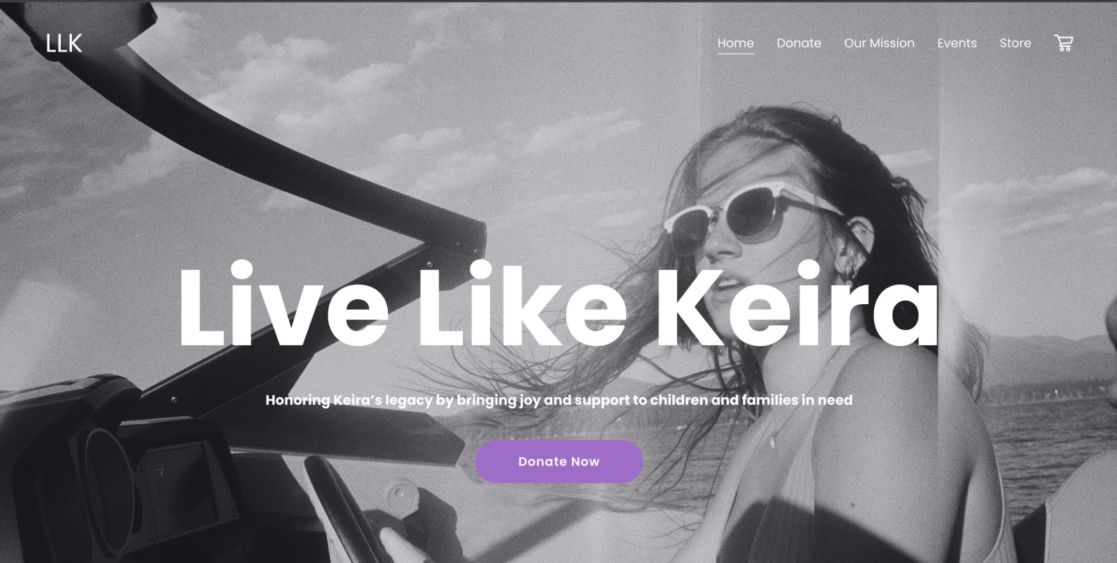 Live Like Keira Foundation website homepage