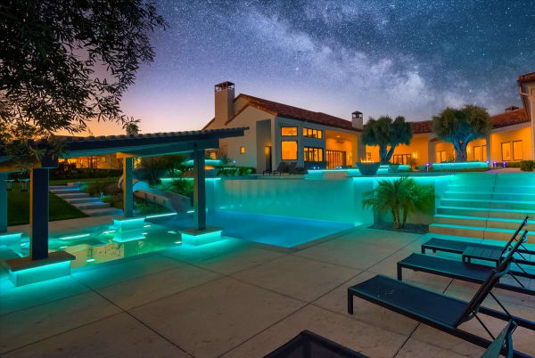 Chelshire Estates – night sky with Milky Way over pool