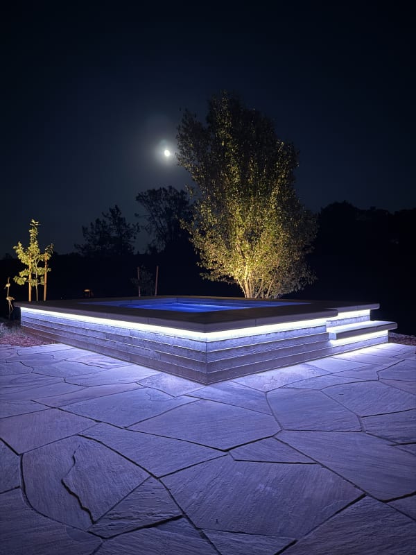 Wright – spa with white LED lighting at night