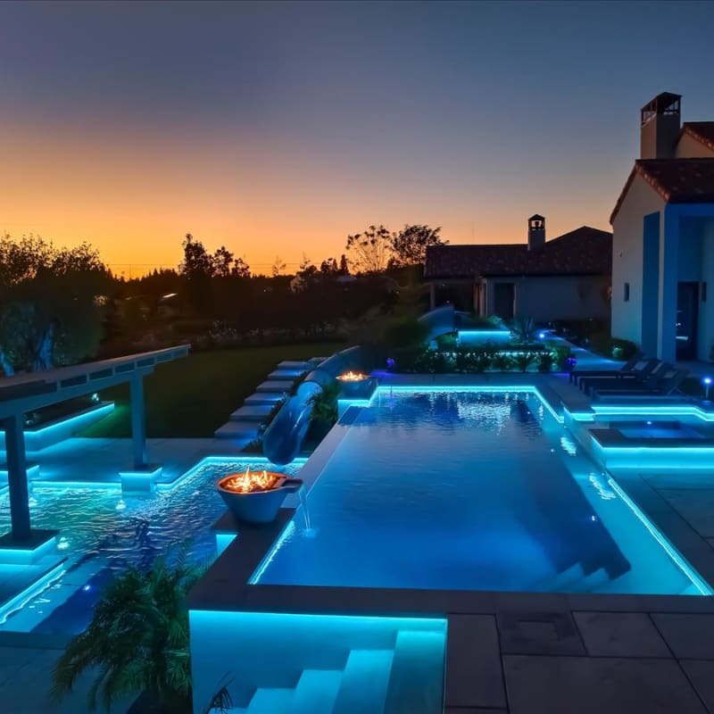 PAL pool lighting at sunset