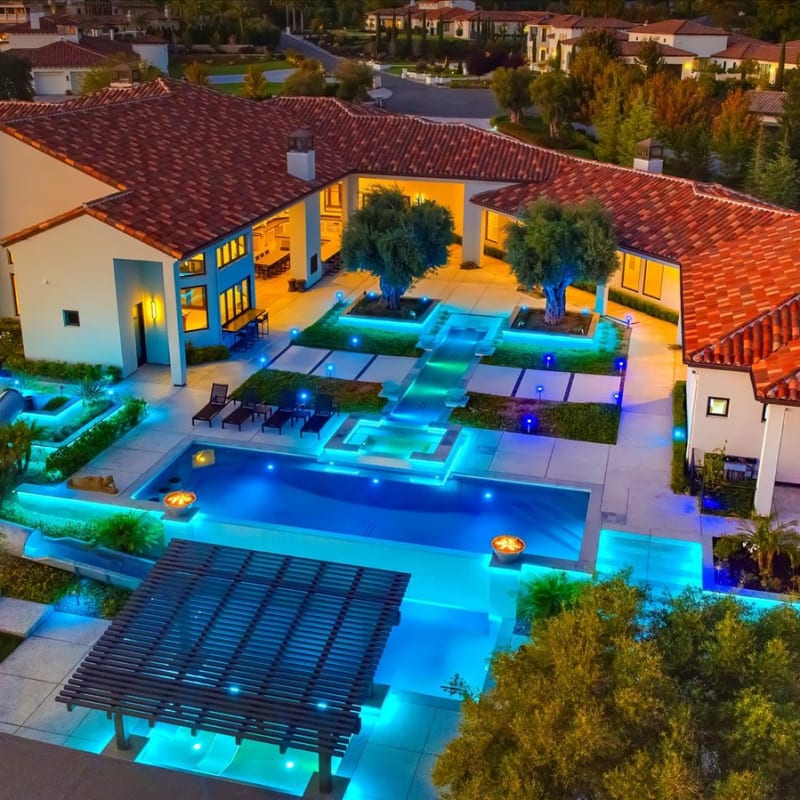 Aerial sunset pool