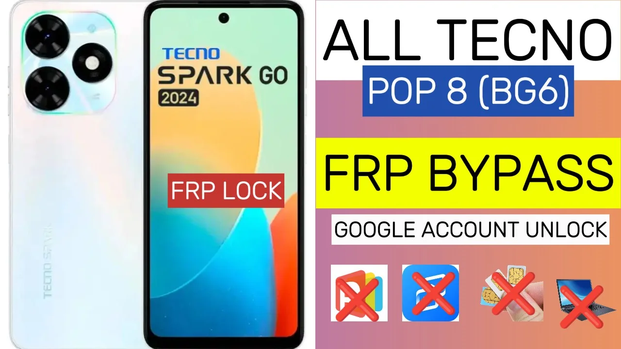 All Tecno POP 8 (BG6) Frp Bypass Spark GO 2024 || Google Account Unlock