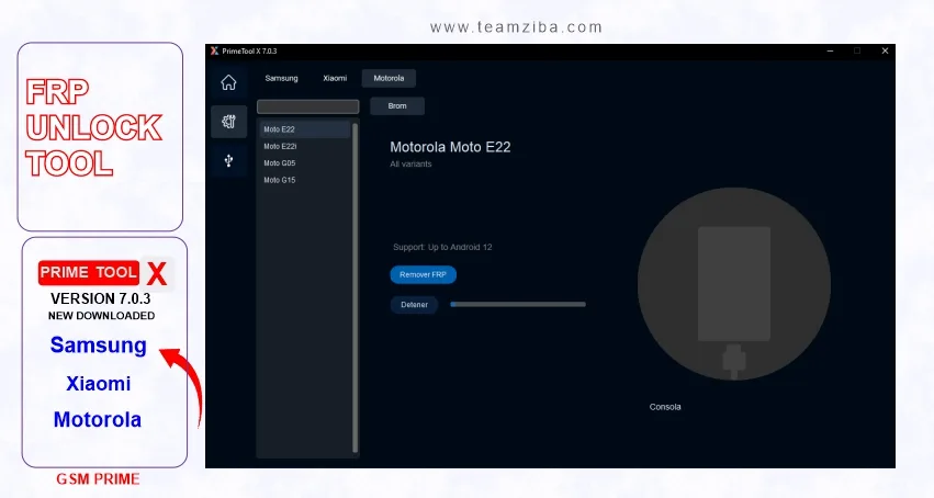 Prime Tool X Version 7.0.3 FRP bypass for Samsung