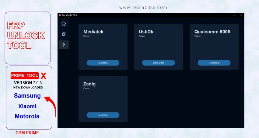 Prime Tool X Version 7.0.3 FRP bypass for Samsung