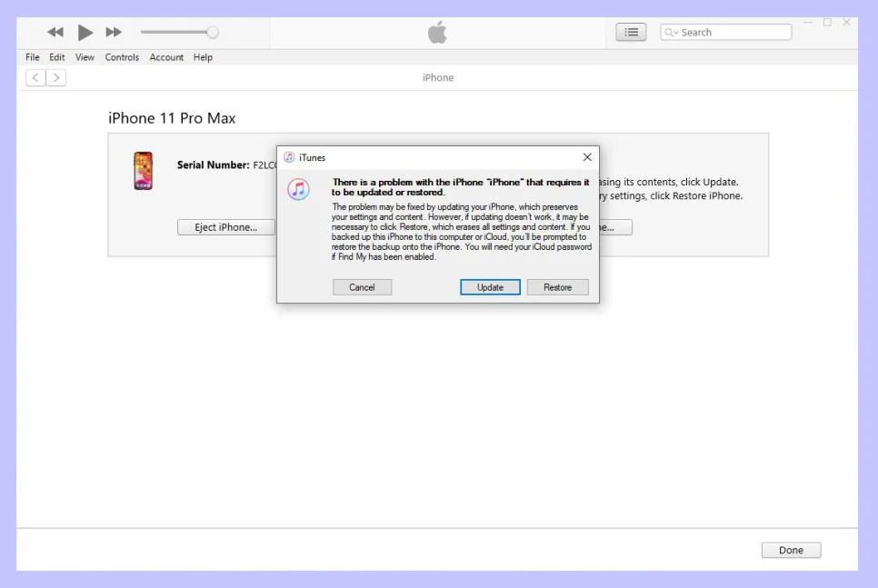 use iTunes to restore iPhone