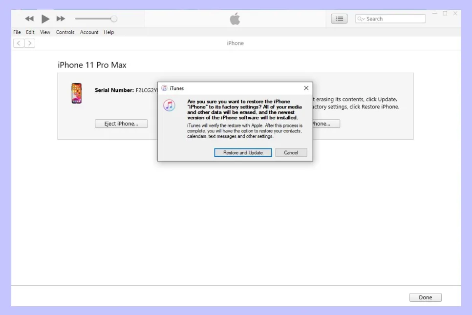 use iTunes to restore iPhone