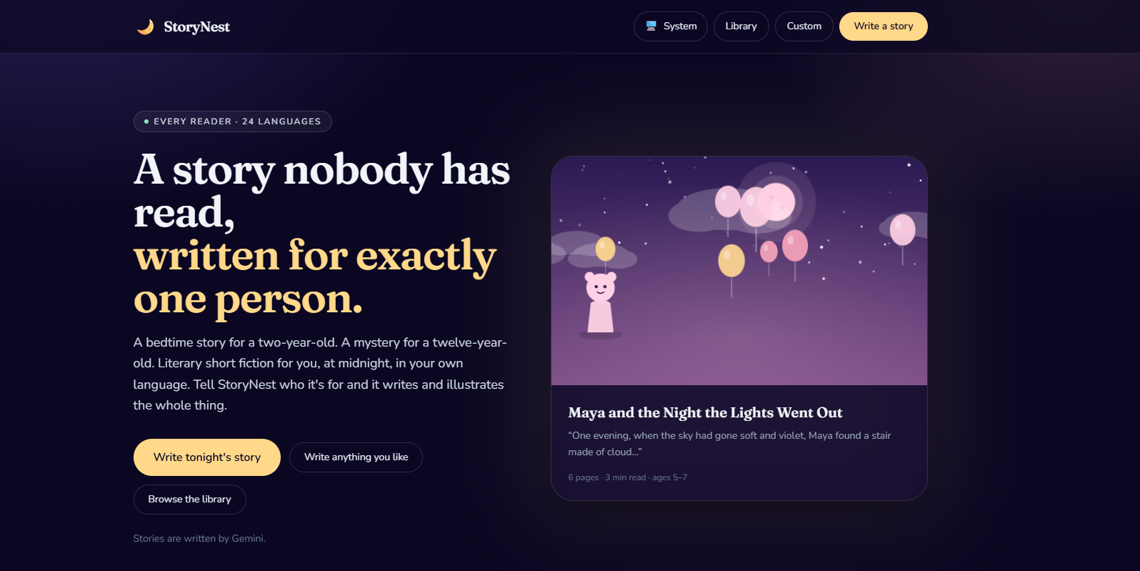 StoryNest — home page