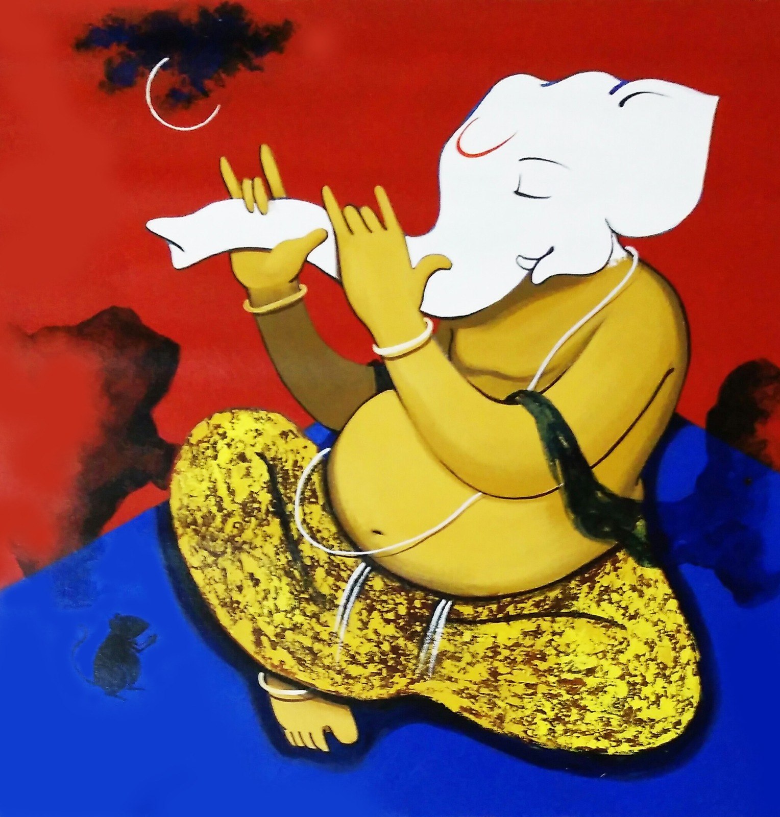 Flutist Ganesha by Prakash Pore
