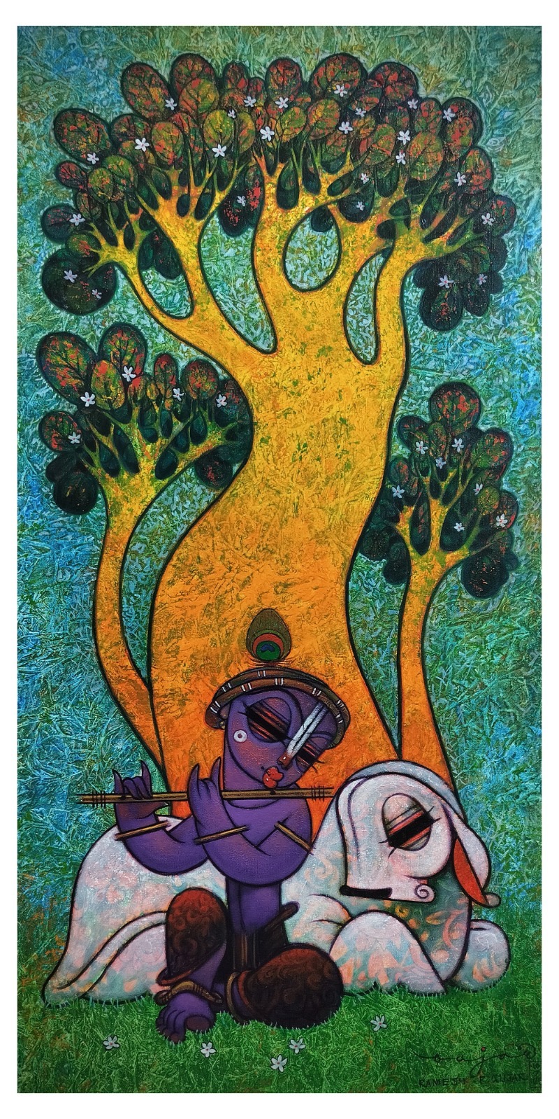Krishna with cow description by Ramesh Gujar
