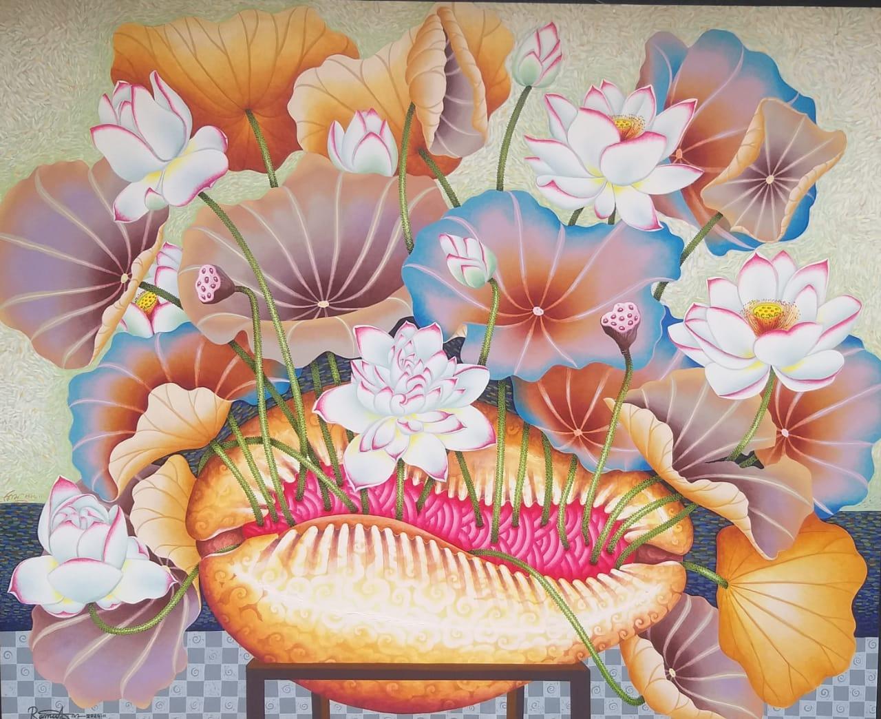 LOTUS POND IN THE CONCH by Artist Ramu Das