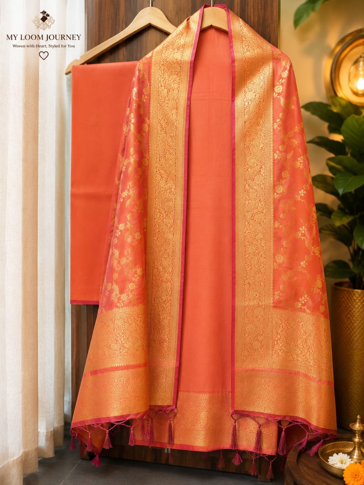 Banarasi Silk Saree in Orange