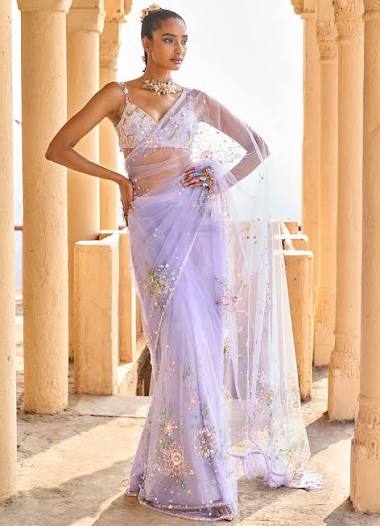 White Saree in white