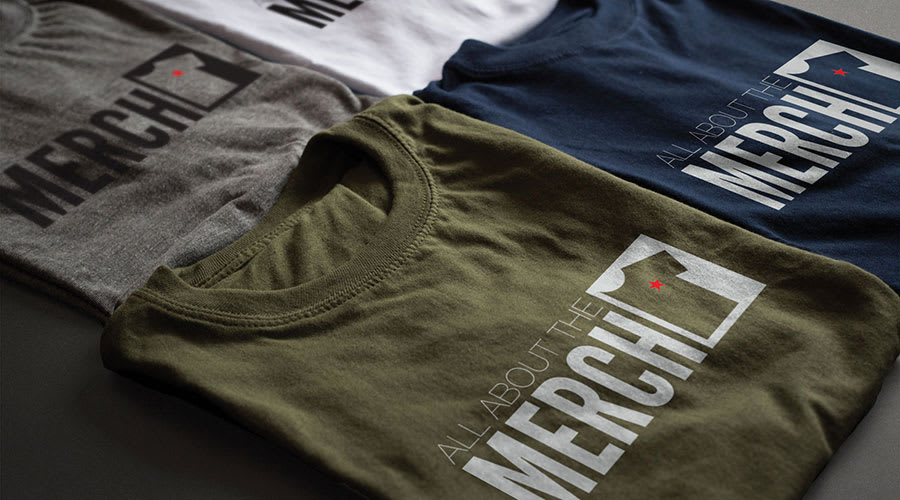 Screen printed band merch