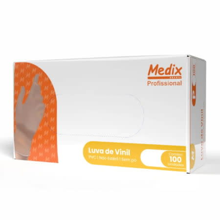 Luva de Vinil Descartavel Medix Caixa com Unidades Protecao Conforto e Higiene para Uso Pro