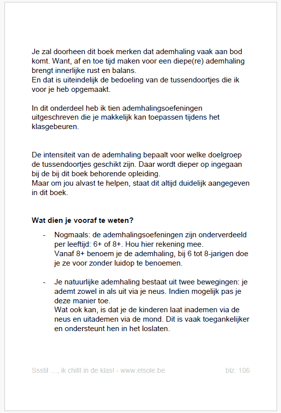 Ssstil ..., ik chilll in de klas! Paginavoorbeeld - Sofie Possemiers - El Sole