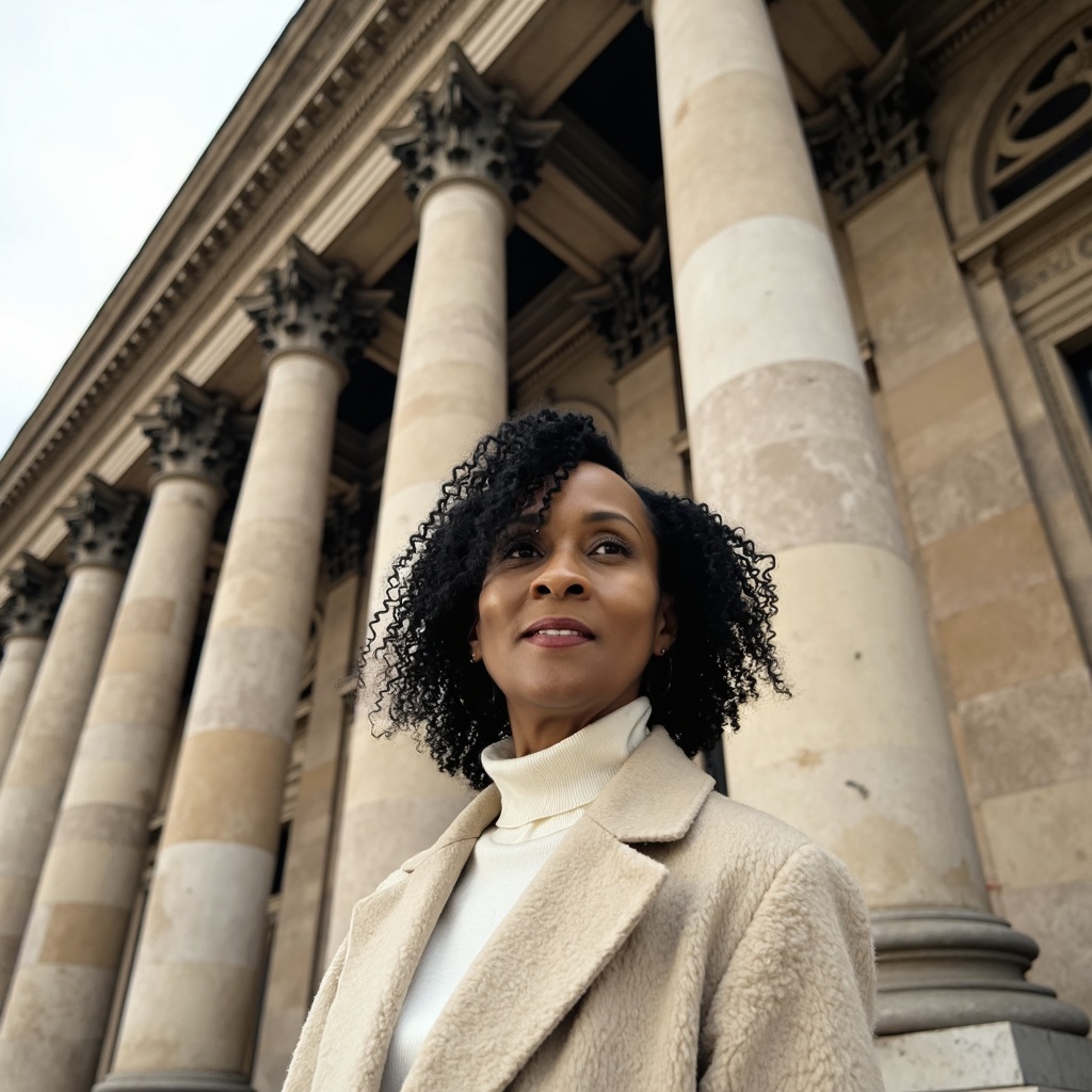 Christina Horner at the steps of a government building, representing her work across governance and advocacy