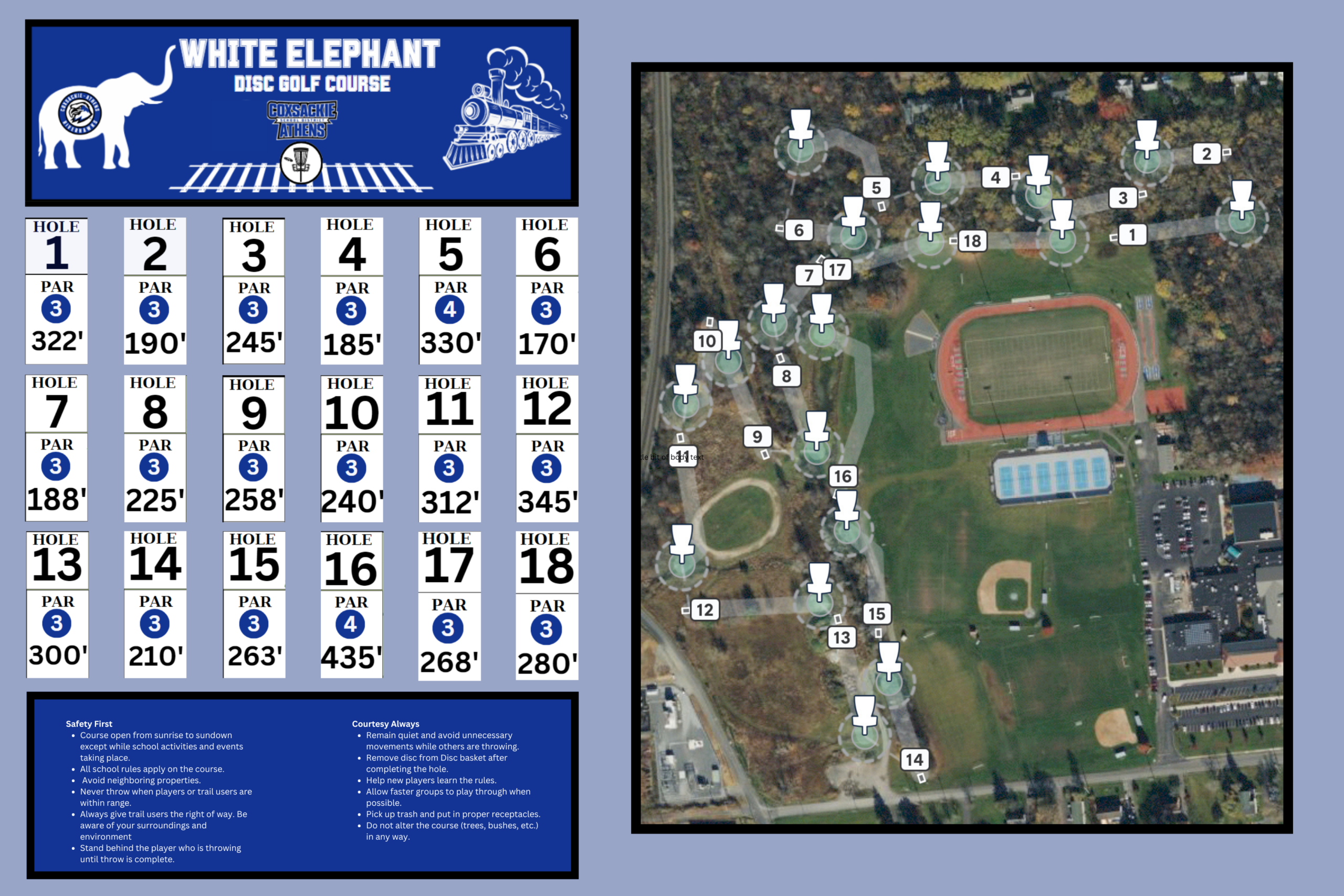 White Elephant Disc Golf Course Coxsackie Map