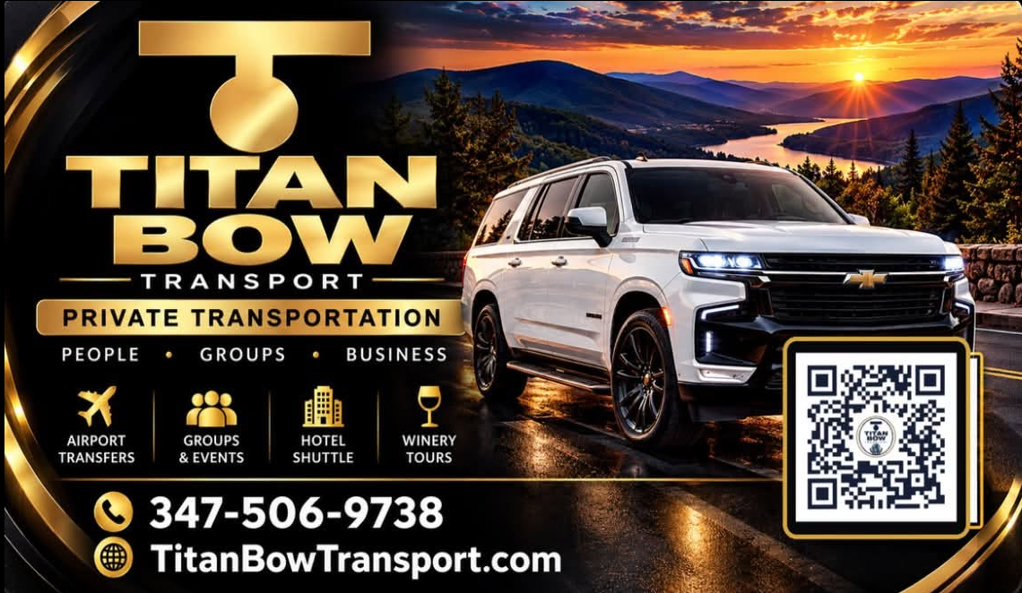 Titan Bow Transport passenger van providing airport and group transportation in the Catskills, NY